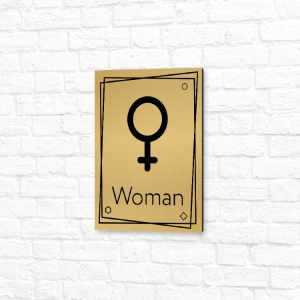 Табличка на композите 15х20см золотая вертикальная женский туалет