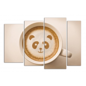 Картина из 4 частей Кофе панда