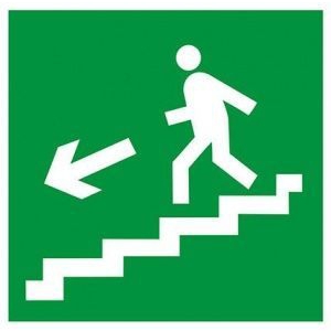 Знак E 14 Направление к эвакуационному выходу по лестнице вниз