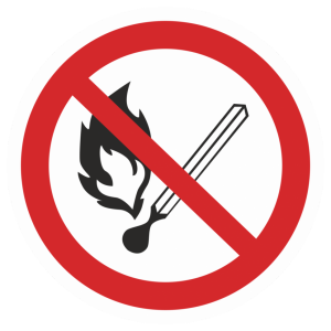 Знак безопасности светоотражающий P-02 «Запрещается пользоваться открытым огнем»