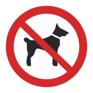 Т-2412 - Таблички на пластике «Вход с собаками запрещен»