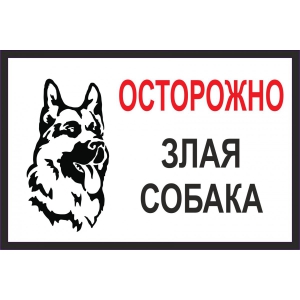 ТАБ-079 - ТАБ-999 - Табличка «Осторожно злая собака» 30x21 см (композит)